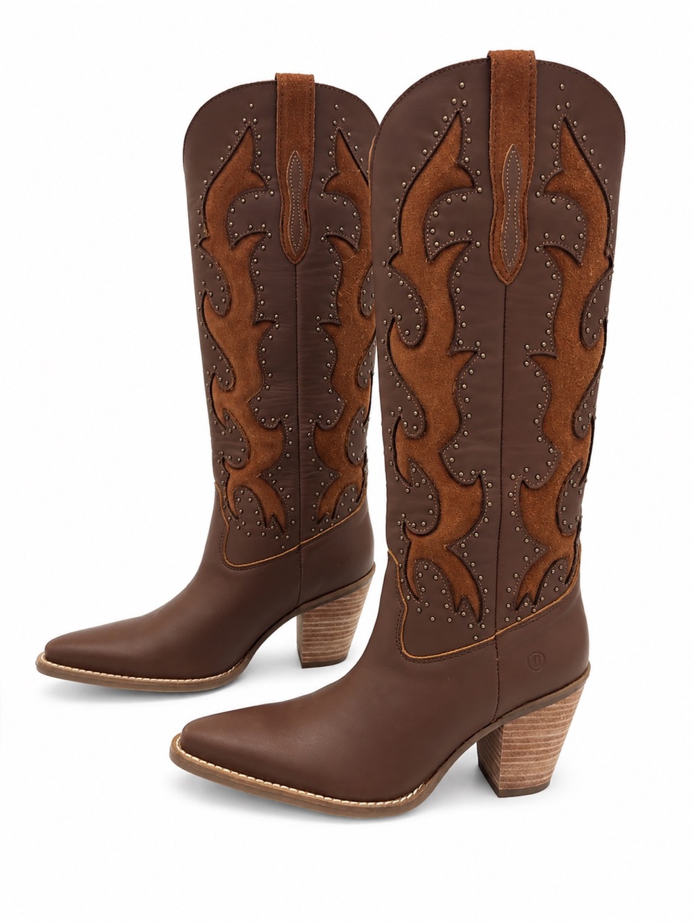 Dingo Brown Leather Studded Western Cowboy Boots